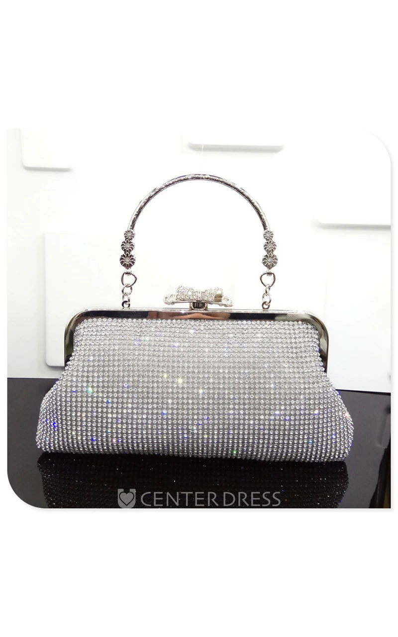 Charming Crystal Handbag with Circle Handle