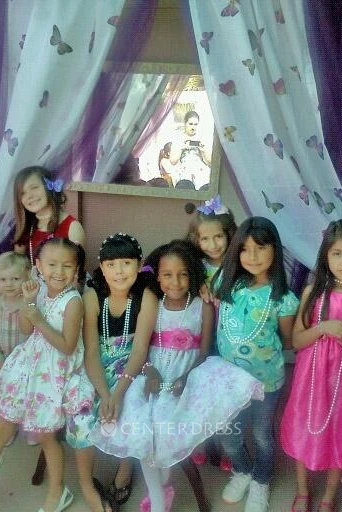 Tea-Length Floral Floral Organza Flower Girl Dress