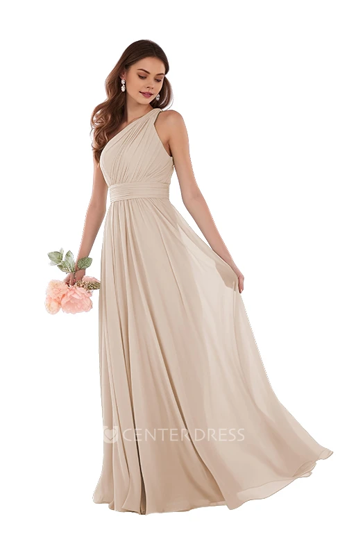 One-shoulder Chiffon Elegant A-Line Bridesmaid Dress