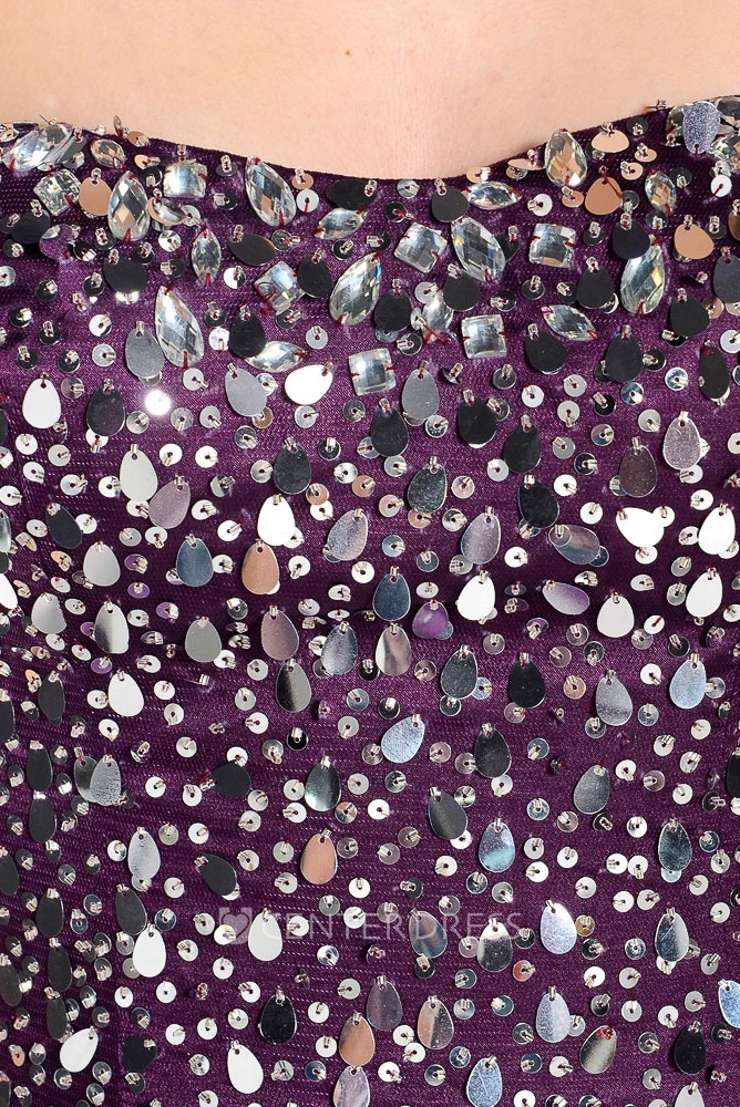 A-Line Sleeveless Beaded Strapless Floor-Length Tulle Prom Dress With Lace-Up Back