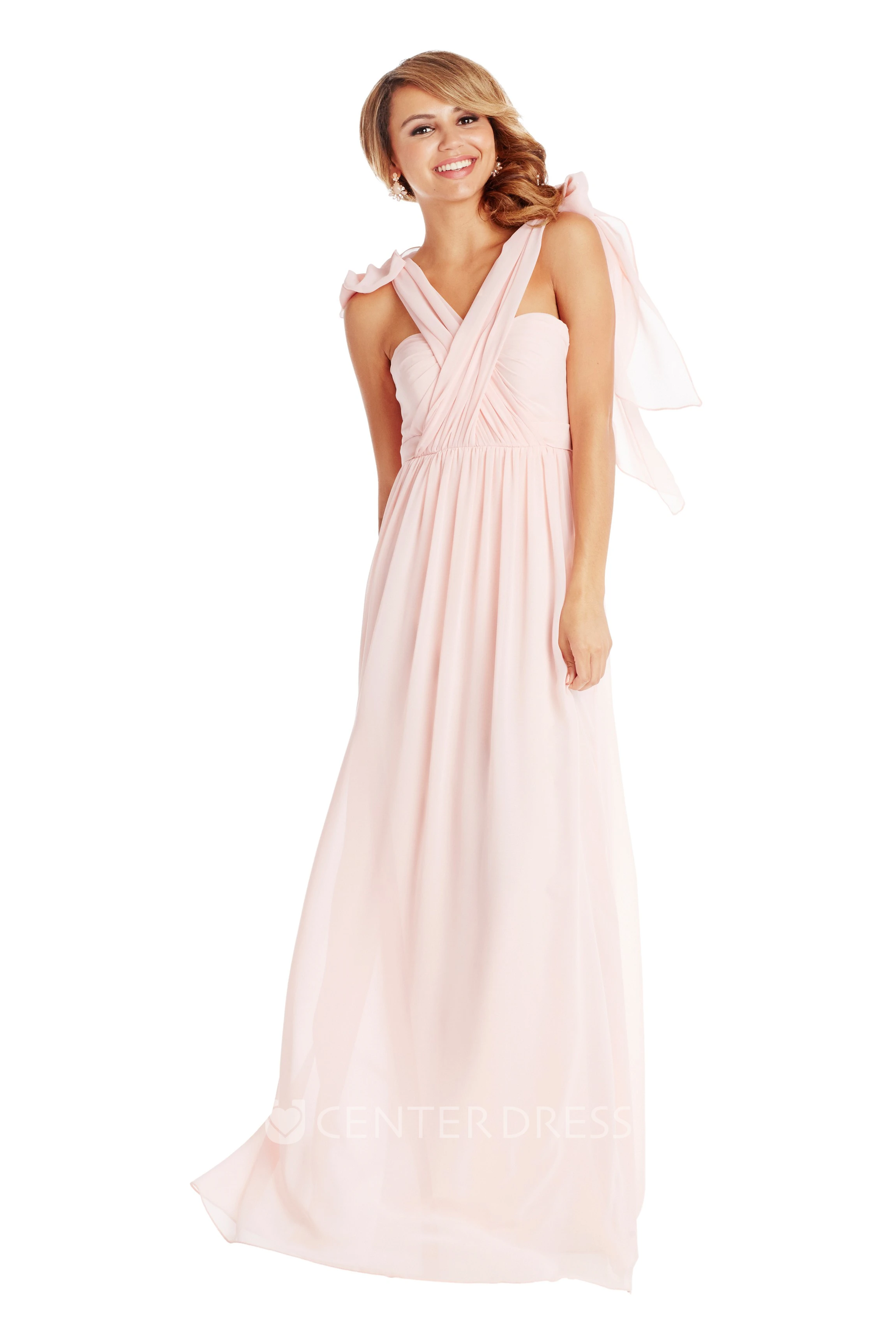 Sleeveless Sweetheart Ruched Chiffon Muti-Color Convertible Bridesmaid Dress With Pleats