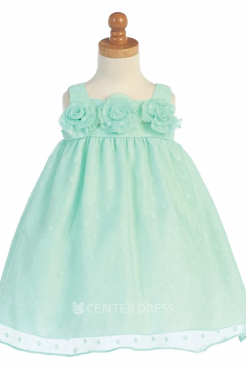 Tea-Length Sleeveless Empire Tiered Flower Girl Dress