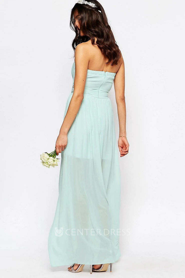 Ankle-Length Criss-Cross Notched Sleeveless Chiffon Bridesmaid Dress
