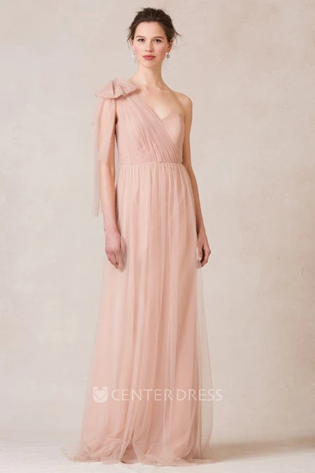 Sleeveless Criss-Cross Sweetheart Tulle Bridesmaid Dress With Straps