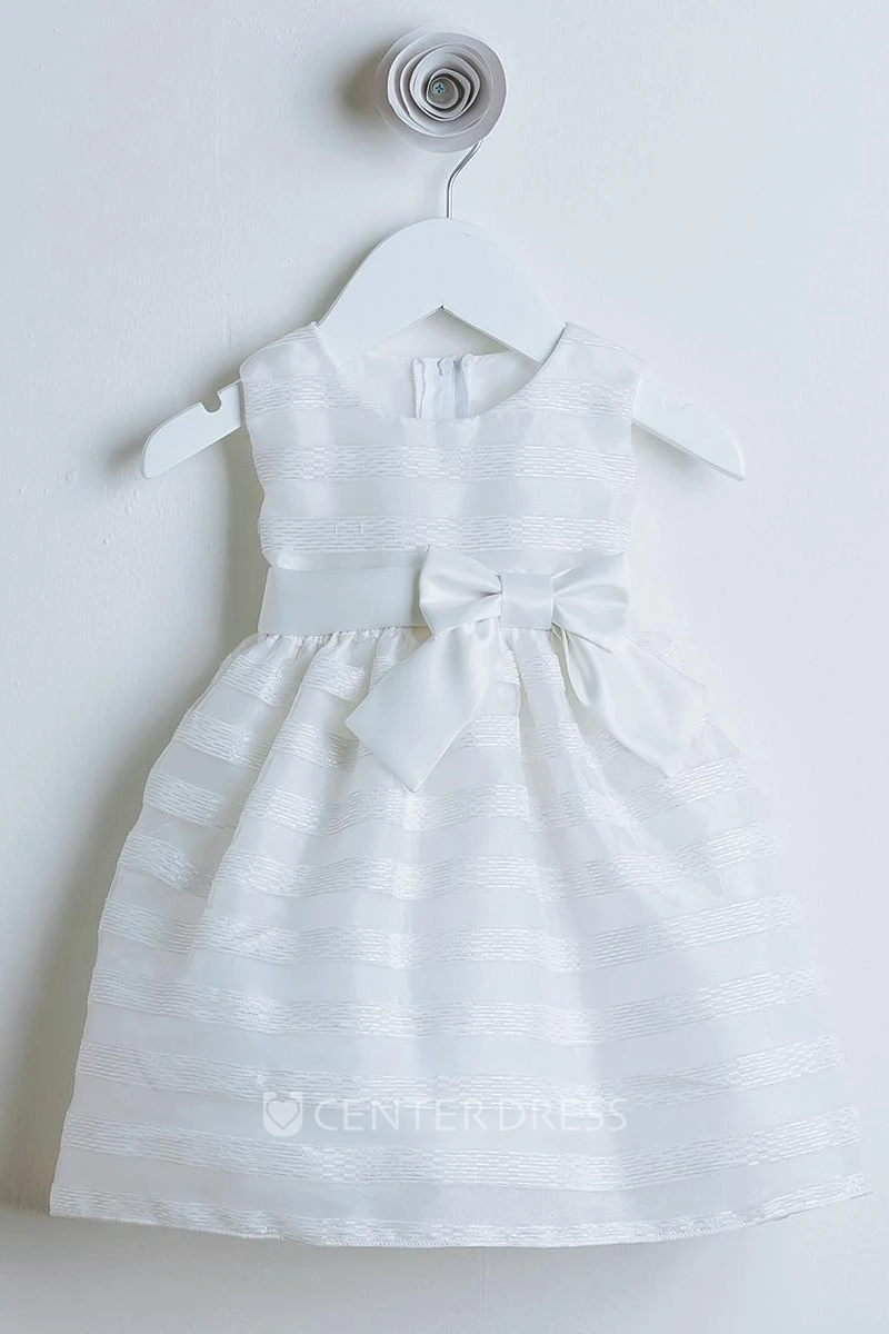 Floral Floral Bowed Organza&Satin Flower Girl Dress With Sash