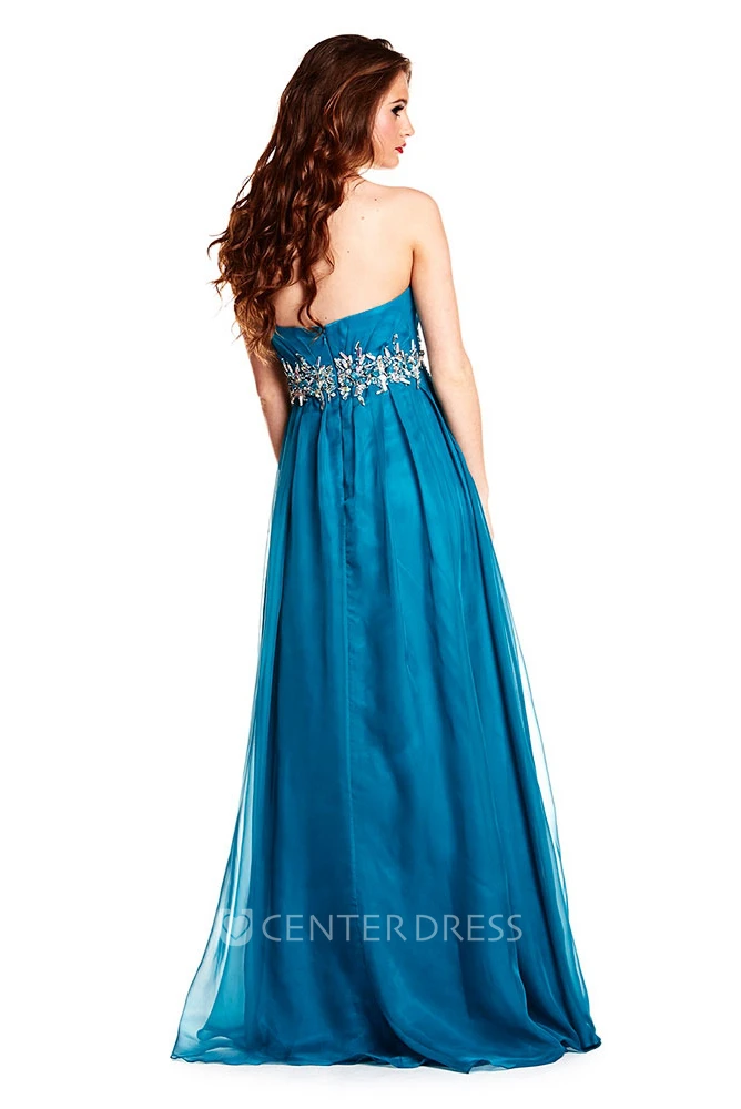 Sleeveless Sweetheart Criss-Cross Chiffon Prom Dress