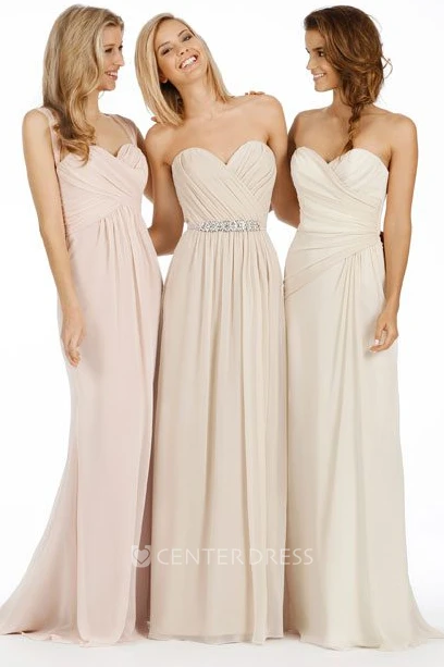 Criss-Cross Sweetheart Cap Sleeve Chiffon Bridesmaid Dress With Straps