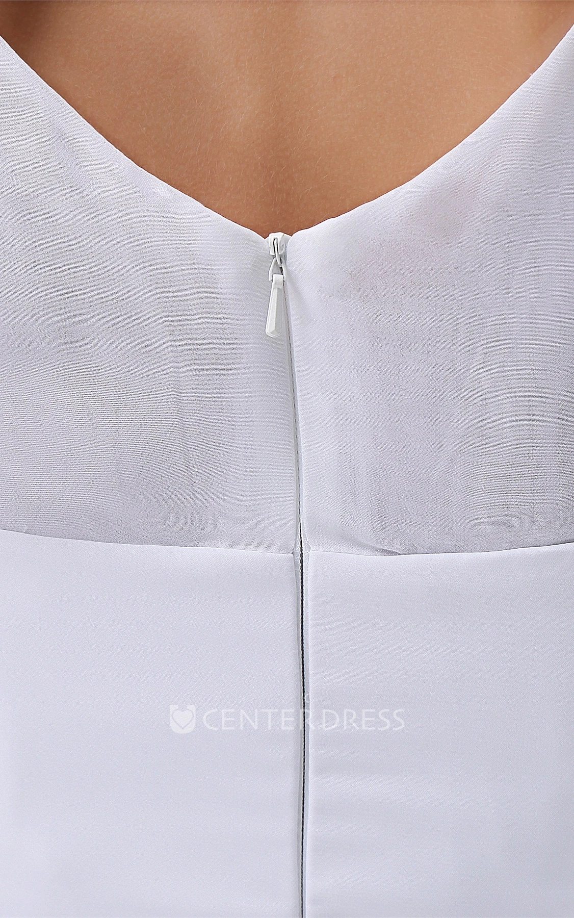 Sleeveless Chiffon A-Line Tea-Length Dress with Pleats