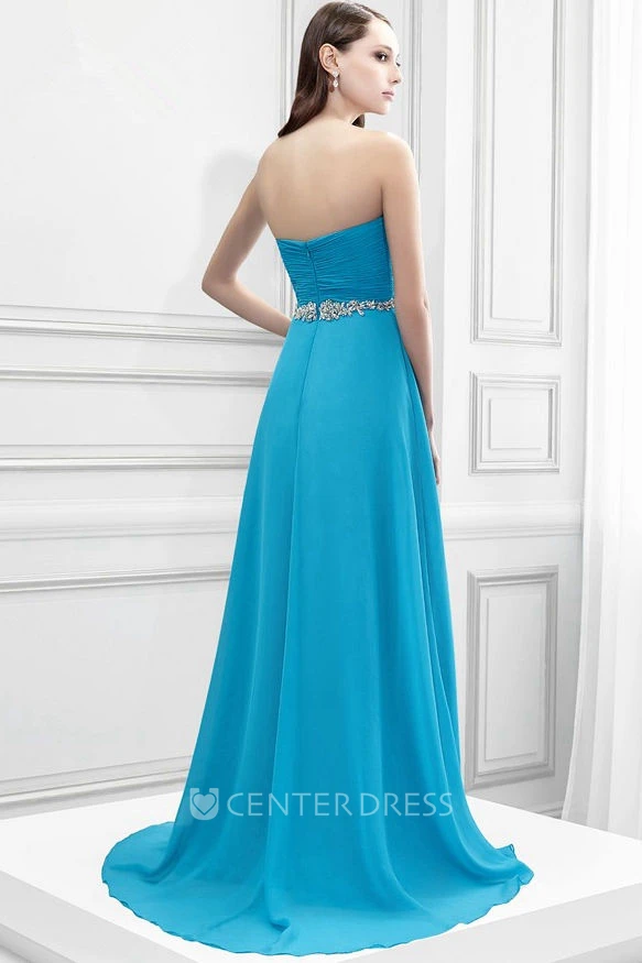 Floor-Length Sleeveless Sweetheart Criss-Cross Chiffon Prom Dress