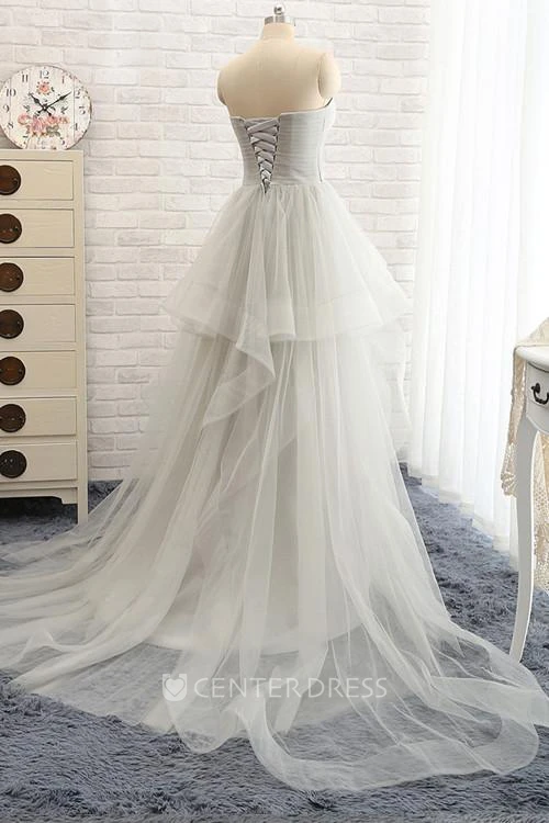 A Line Sweetheart Tulle Lace-up Corset Back Wedding Dress