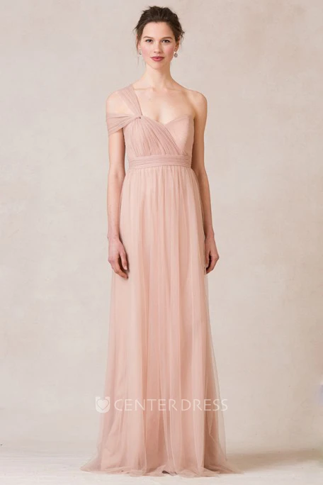 Sleeveless Criss-Cross Sweetheart Tulle Bridesmaid Dress With Straps