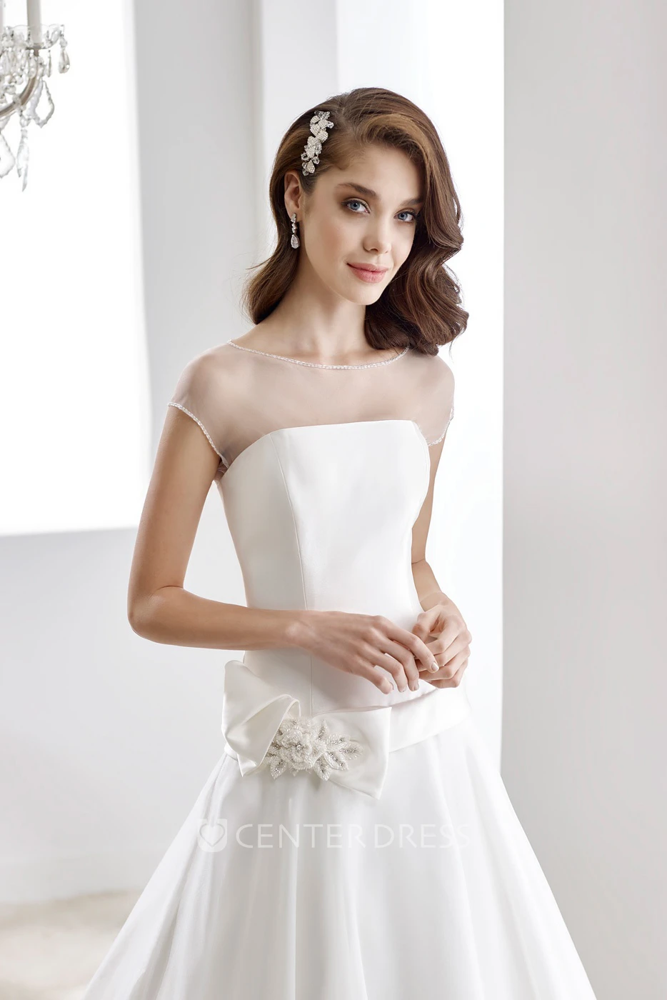 Strapless High-low Wedding Gown with Cascading Ruffles and Pleated Bodice