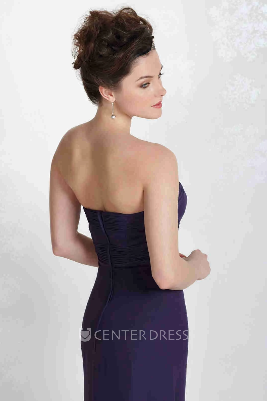 Ruched Sweetheart Sleeveless Chiffon Bridesmaid Dress With Draping And Beading