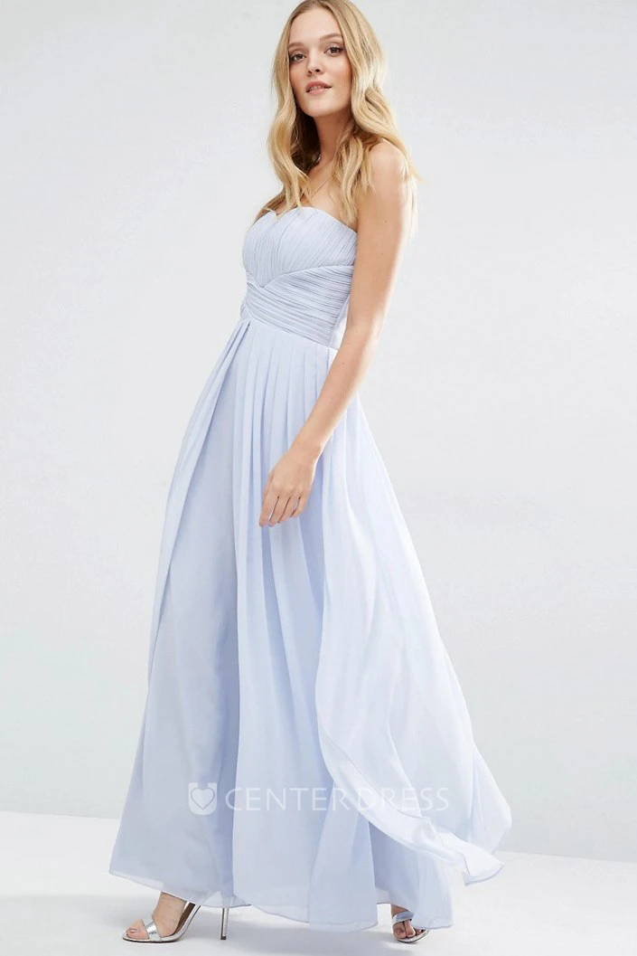 Sheath Sweetheart Pleated Chiffon Bridesmaid Dress With Ruching And Zipper