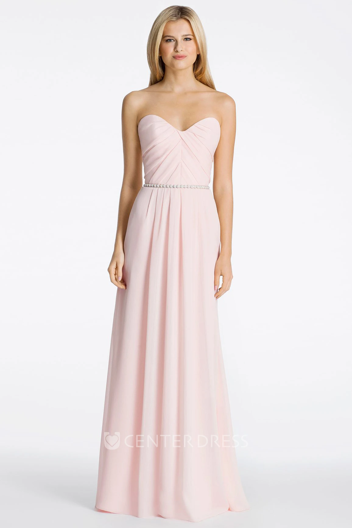 Jeweled Sweetheart Sleeveless Chiffon Bridesmaid Dress