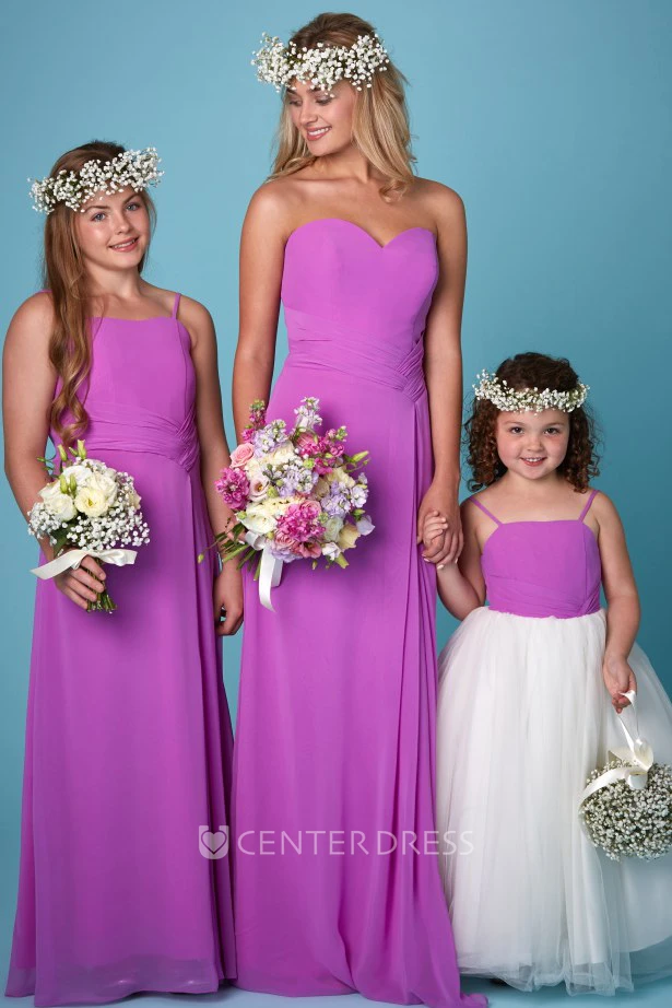 Sweetheart Criss-Cross Sleeveless Chiffon Bridesmaid Dress