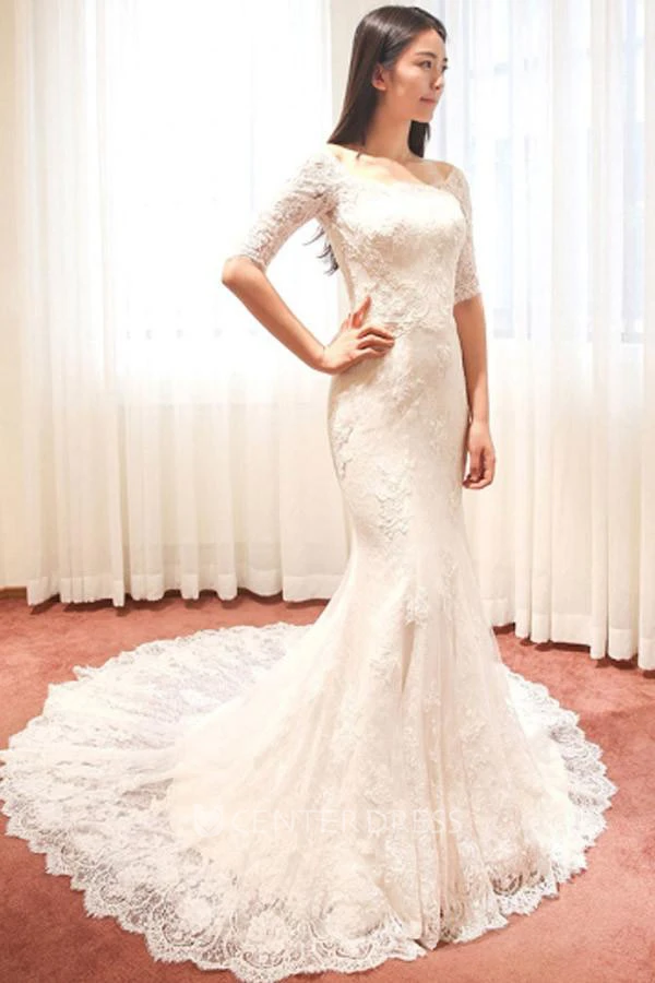 Mermaid Trumpet Off-the-shoulder Lace Zipper Wedding Dress