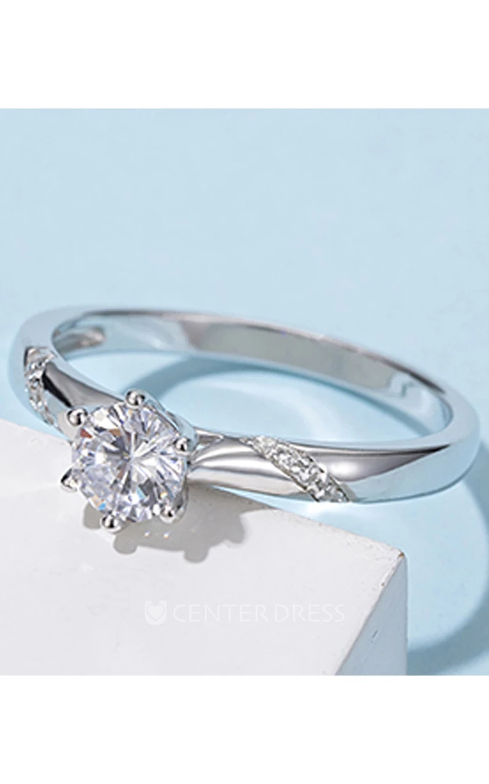 0.5 CT Moissanite 925 Silver Engagement Wedding Rings