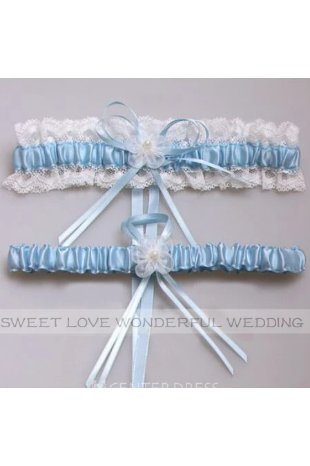 Western Style Flowers Lace Bow Elastic Lace Bridal Garter Within 16-23inch