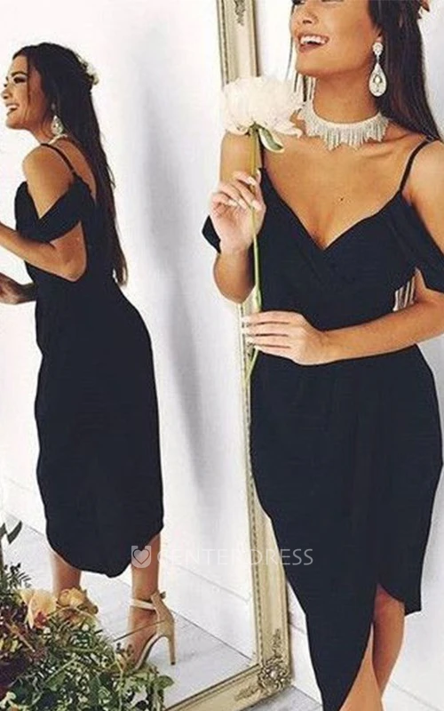 Bodycon Sleeveless Taffeta Simple Open Back Cocktail Dress