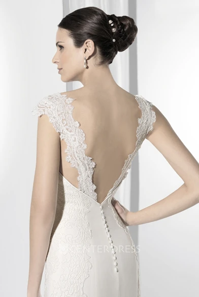 Sheath Appliqued Sleeveless Long Jersey Wedding Dress