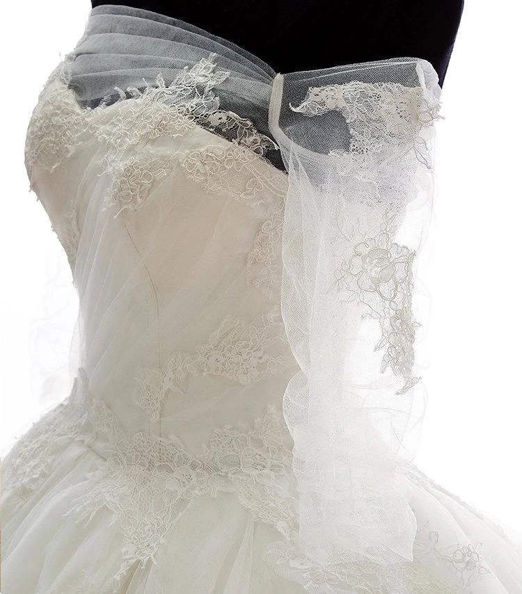 Lace Off Shoulder Long Sleeve Princess Style Bridal Ball Gown With Lace Up Back