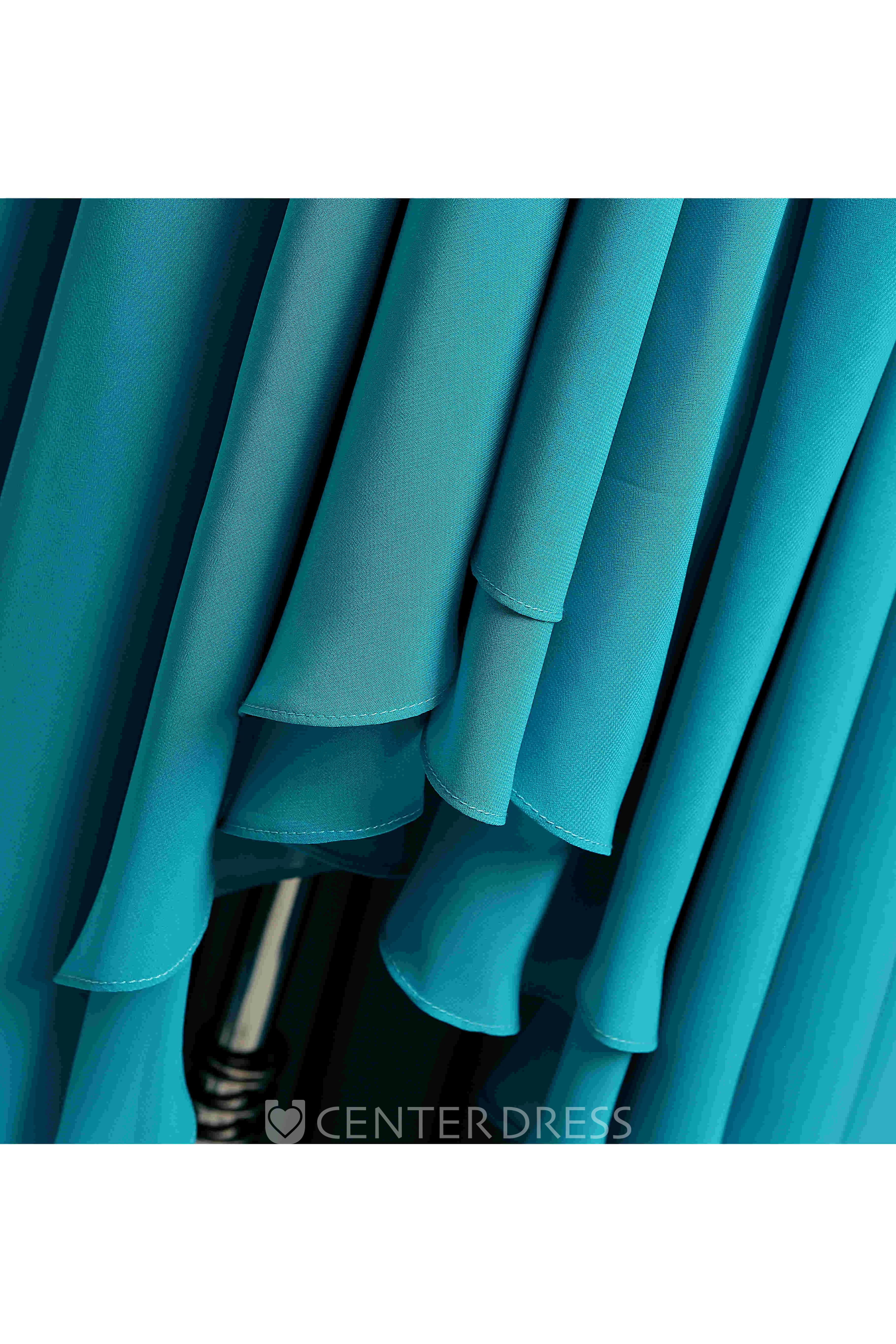 A-line High-Low Beading Ruffles Chiffon Dress