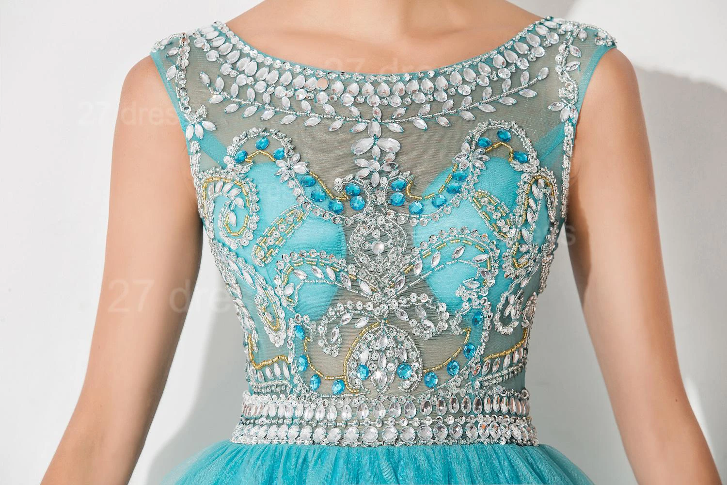 Modern Illusion Cap Sleeve Tulle Homecoming Dress With Crystals