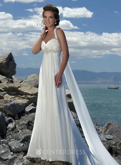 Spaghetti strap empire sale waist wedding dress