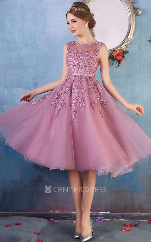 Scoop Sleeveless Lace Stuning A-line Dress