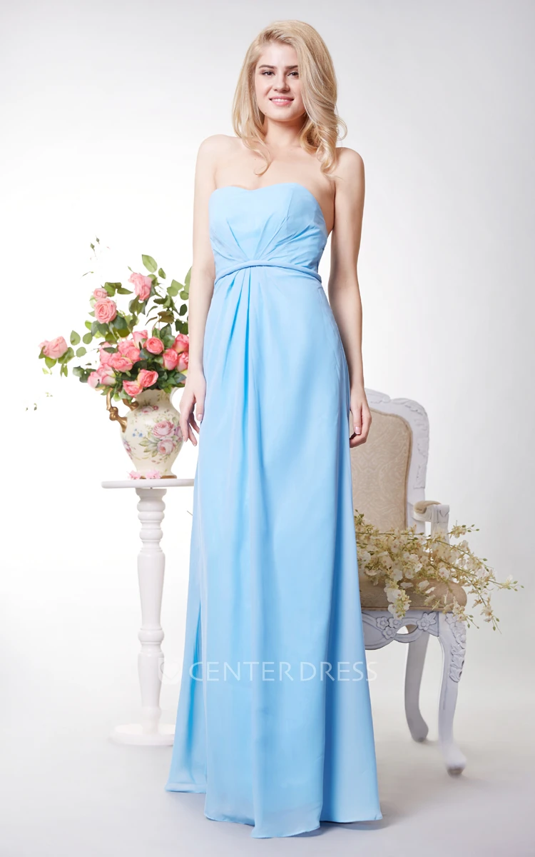 Strapless Chiffon Long Evening Dress with Open Back