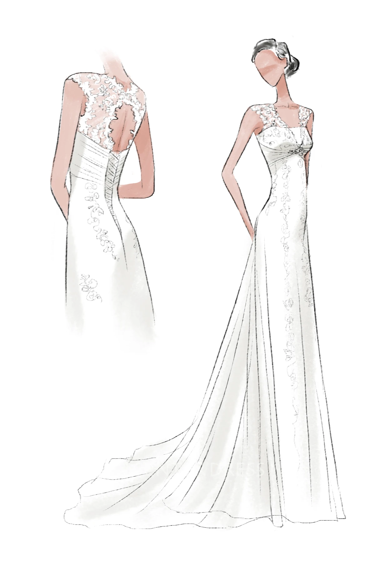 A-Line Sheath Mini Sweetheart Sleeveless Bell Cap Illusion Beading Appliques Illusion Court Train Illusion Lace-Up Back Lace Dress