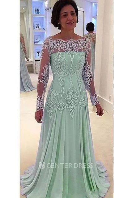 Green Lace Mother of the Bride Dress