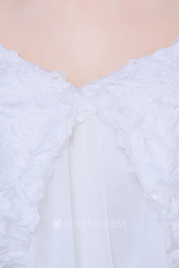 New Three-dimensional Rose Sequins Shoulder Chiffon With White Shawl