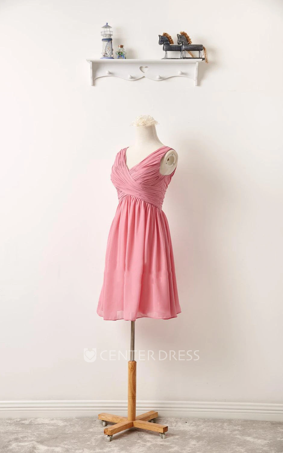 Short V-neck Chiffon Dress