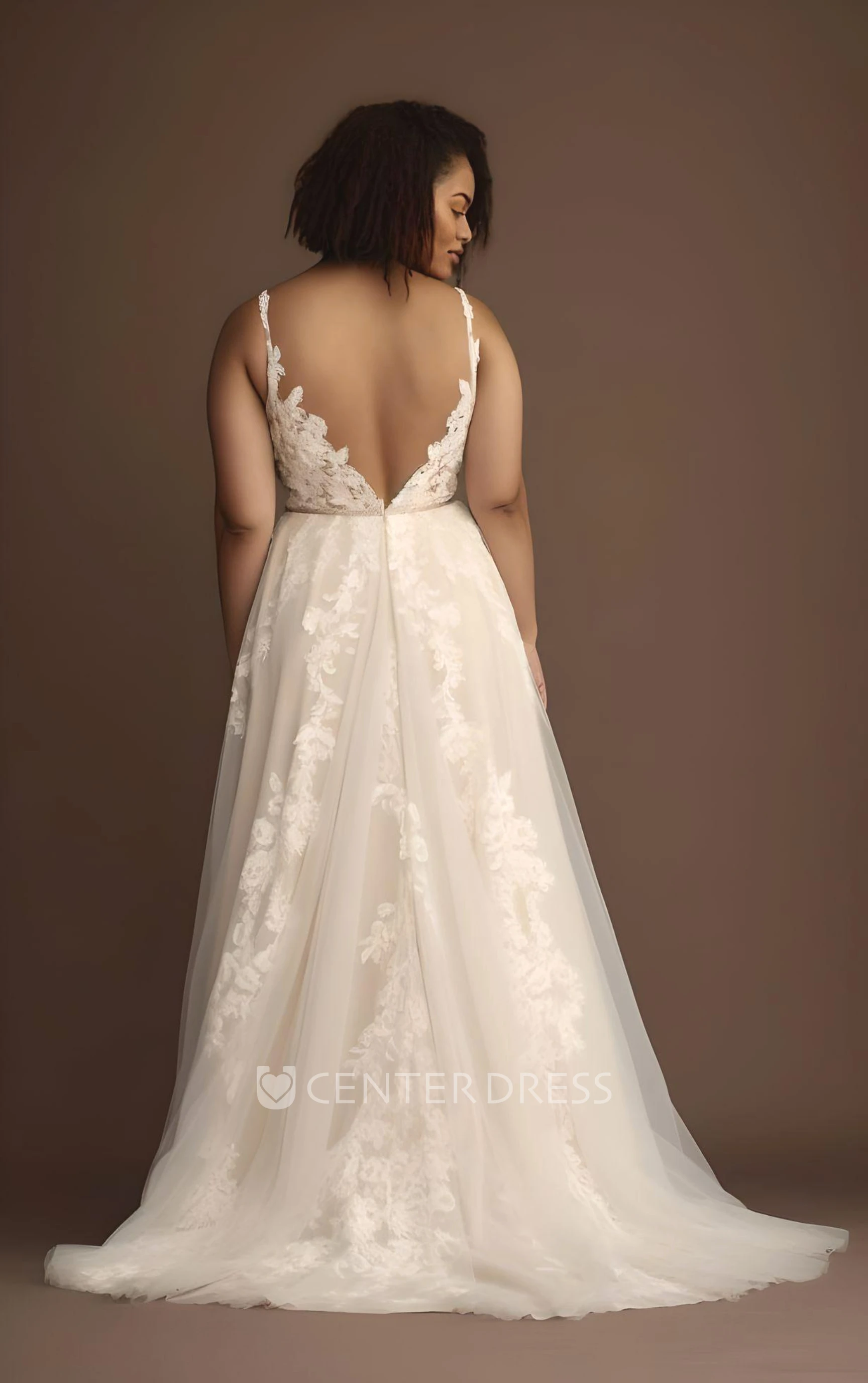 Plus Size A-Line Wedding Dress Lace Tulle Sleeveless Appliques 2025 Spaghetti Bohemian Romantic Sexy
