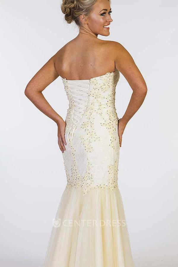 Mermaid Floor-Length Beaded Sweetheart Sleeveless Prom Dress