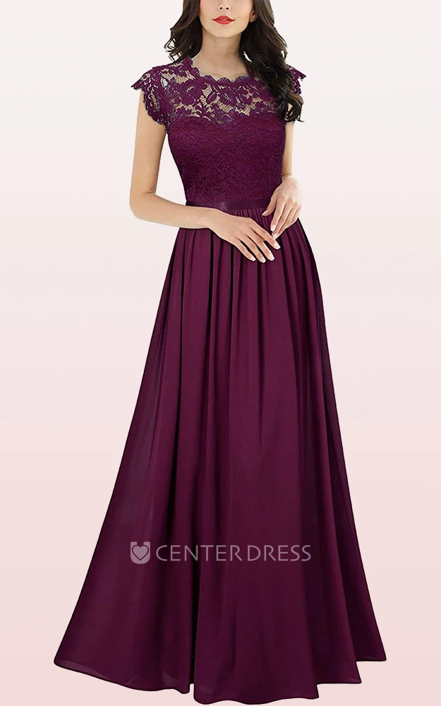 Sexy Chiffon Scalloped A Line Prom Dress With Pleats