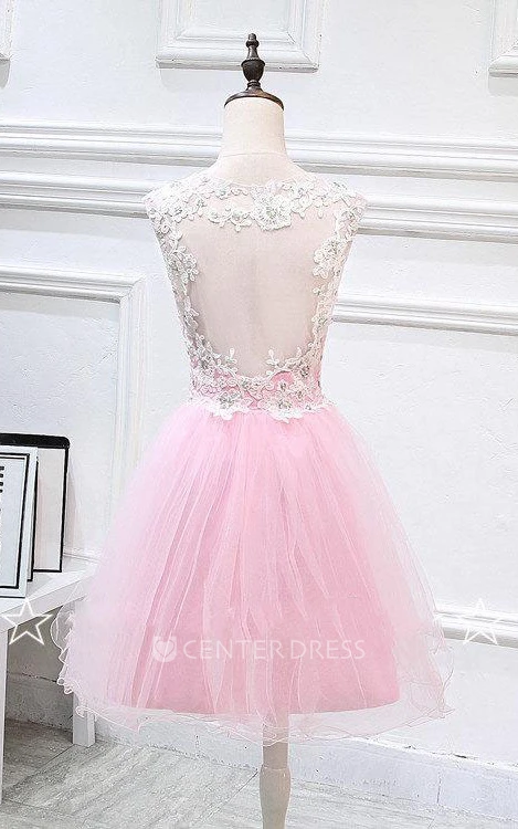 Mini Tulle&Lace A-line Dress With Beading And Appliques