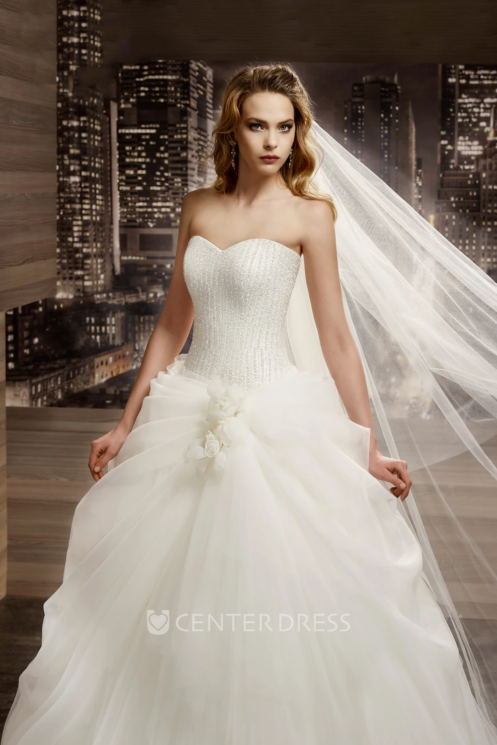 Sweetheart A-line Wedding Gown with Side Ruching and Lace-up Back