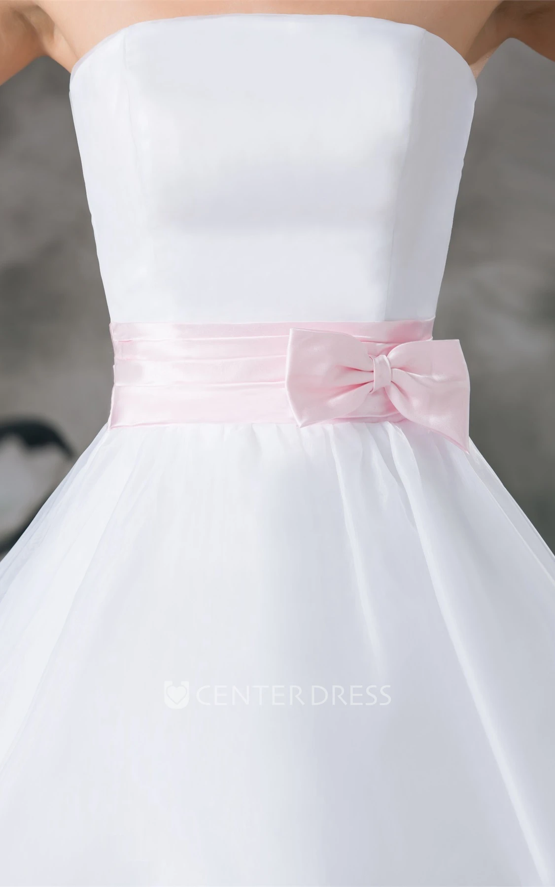 Strapless Knee-length A-line Wedding Dress with Bow