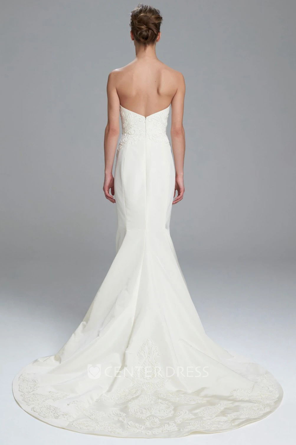 Sheath Sweetheart Maxi Satin Wedding Dress With Embroidery And V Back