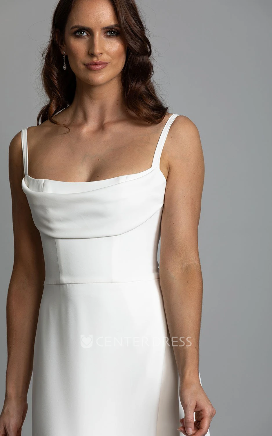 Scoop Neckline Sheath Jersey Wedding Dress with Spaghetti Straps Sheath Jersey Wedding Dress with Spaghetti Straps
