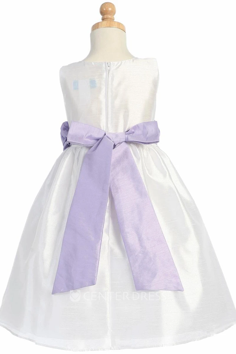 Tea-Length Tiered Organza Flower Girl Dress