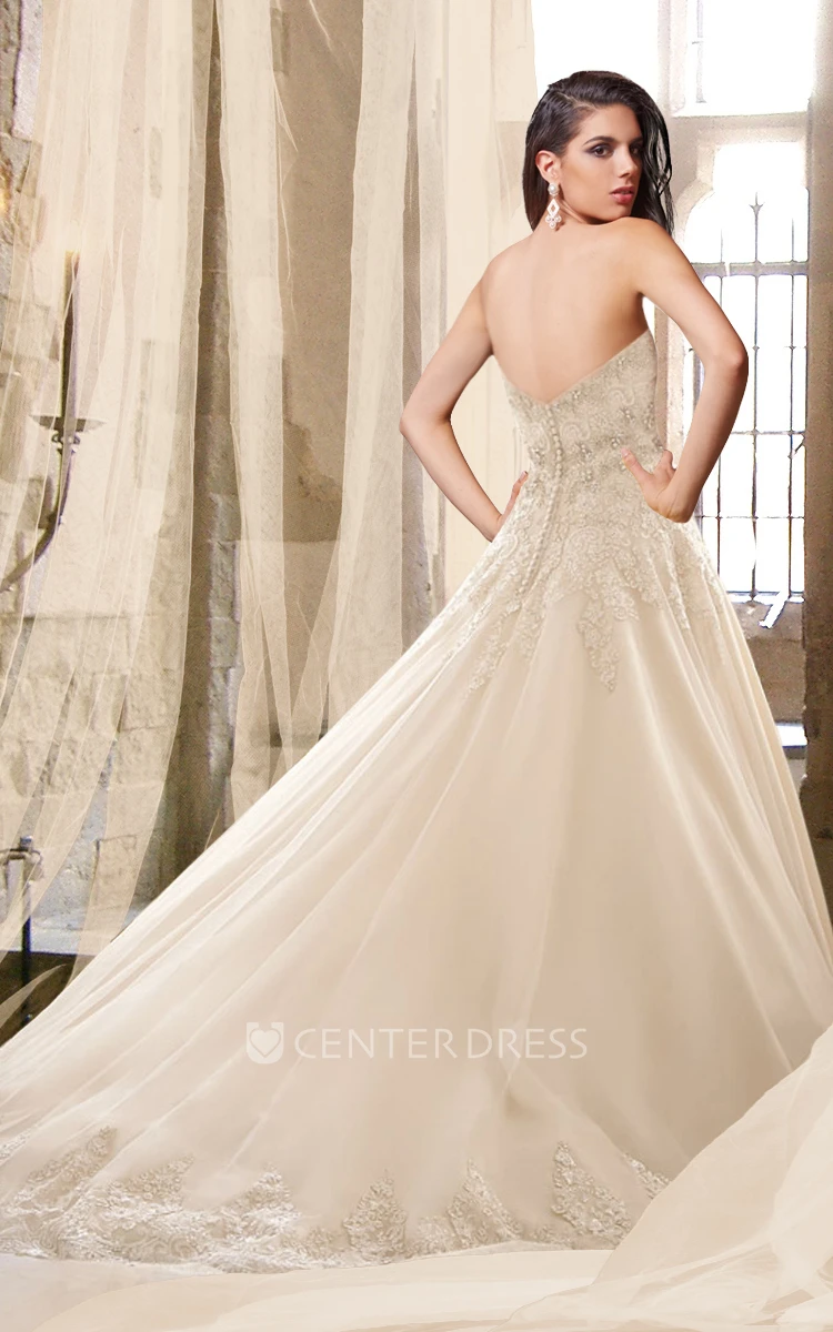 Sweetheart Lace and Tulle Wedding Dress with Removable Straps
