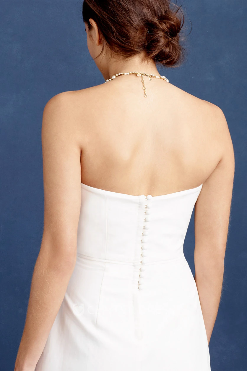 Sheath Strapless Floor-Length Sleeveless Satin Wedding Dress