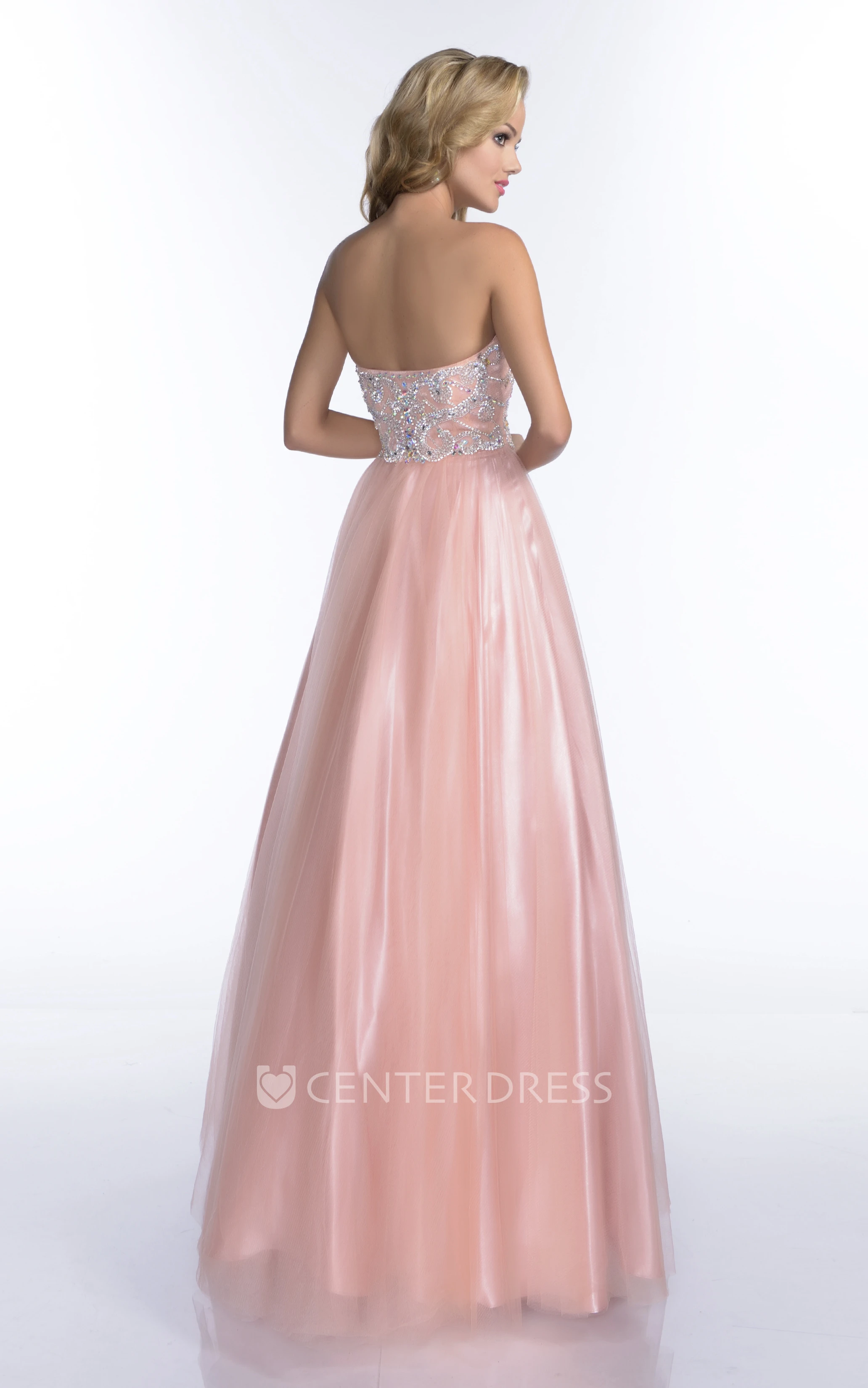Tulle Sweetheart A-Line Sleeveless Prom Dress Featuring Jeweled Bodice And Open Back