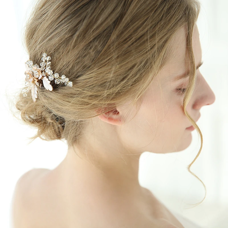 A Pair of Original Hair Combs with Flowers and Leaves
