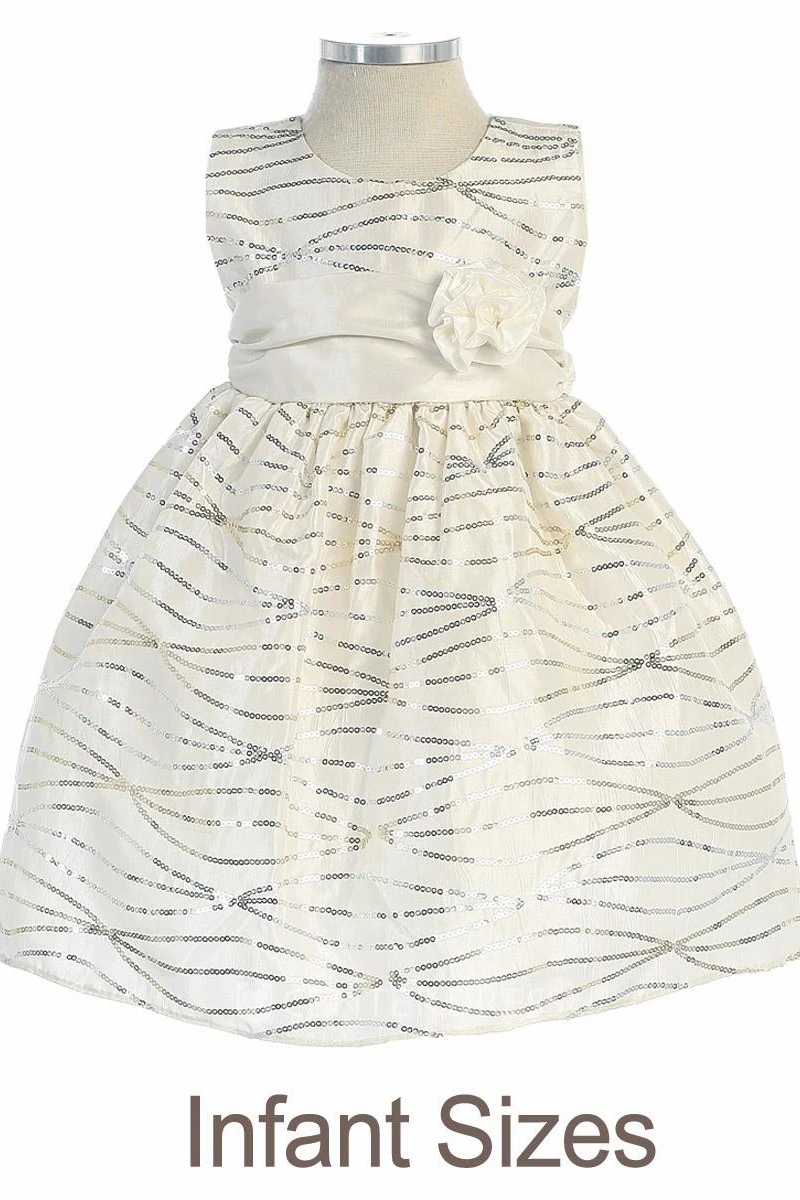 Tea-Length Sequins&Taffeta Flower Girl Dress