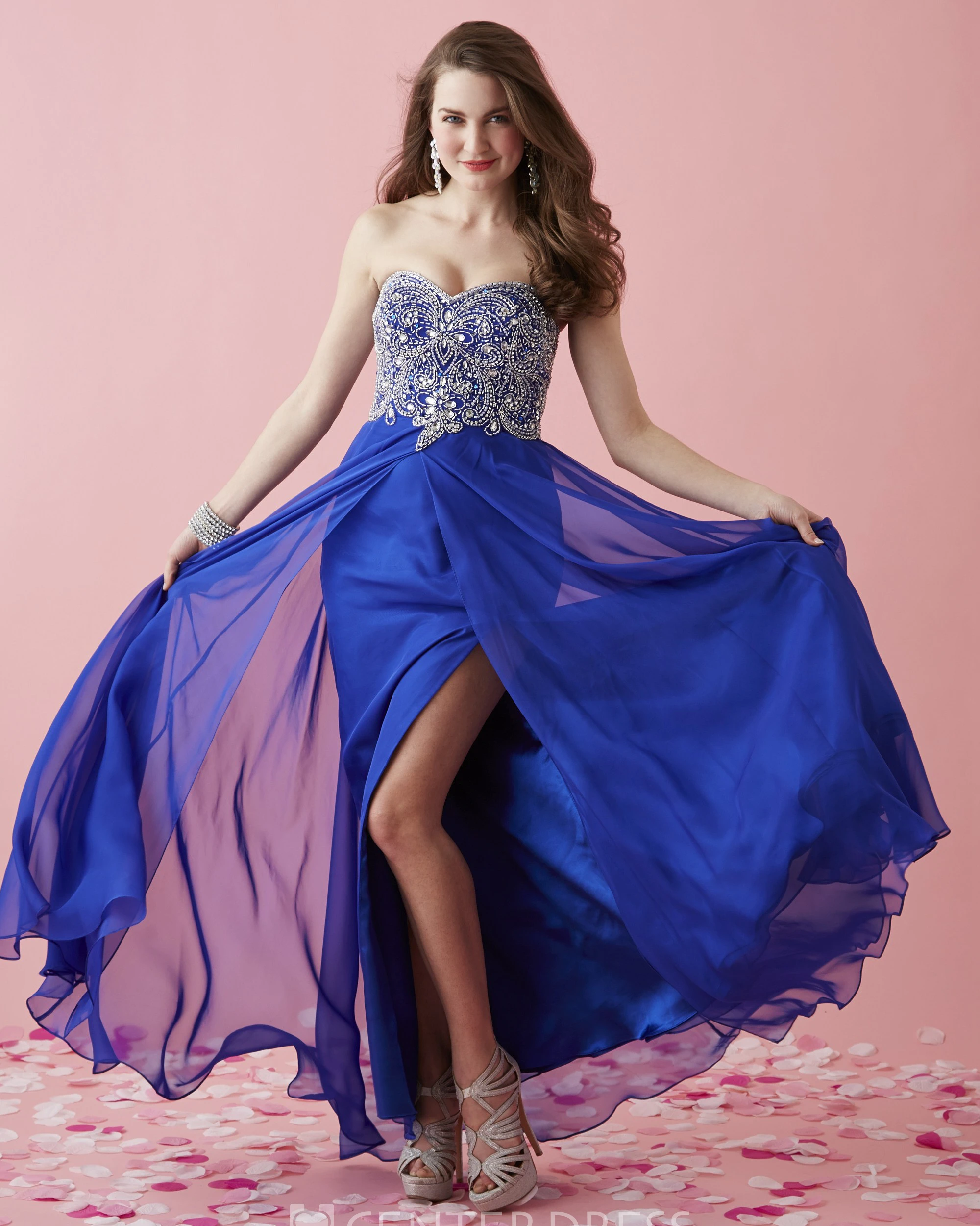 A-Line Long Sweetheart Sleeveless Jersey Backless Dress With Split Front And Beading